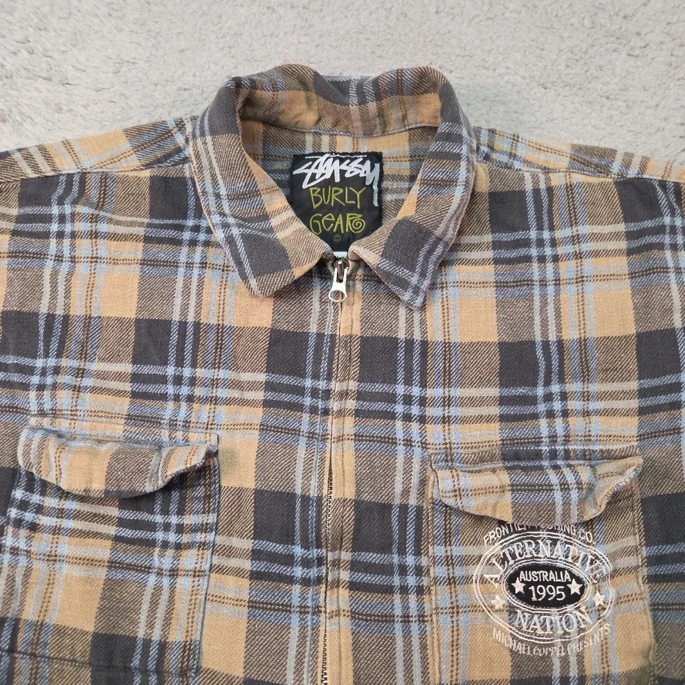 VTG Stussy Burly Gear Shirt Jacket Mens XL Alternative Nation Promo Plaid 90s